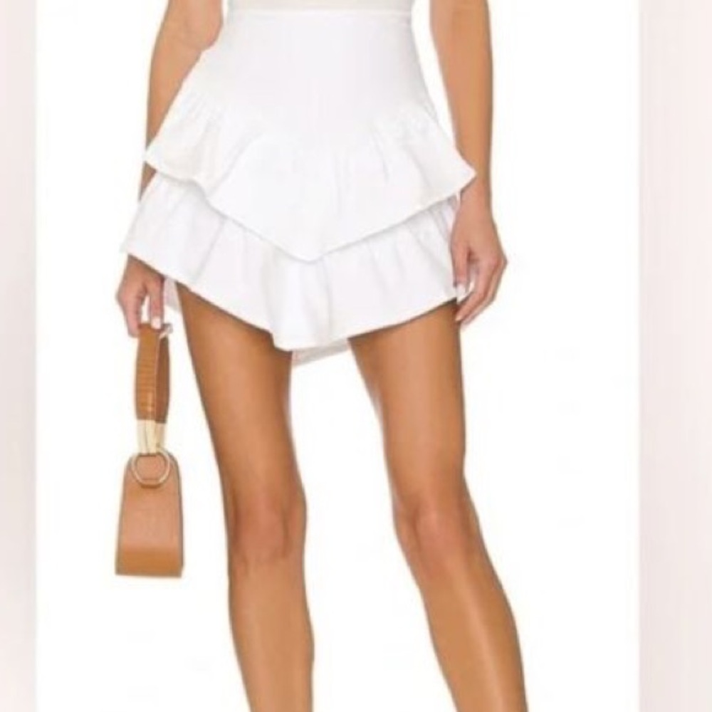 White mother denim cotton ruffled mini skirt women’s Sz 29 - Picture 5 of 8